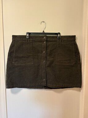 American Eagle Skirt Women Plus Size 20 Green Corduroy Button Front Mini